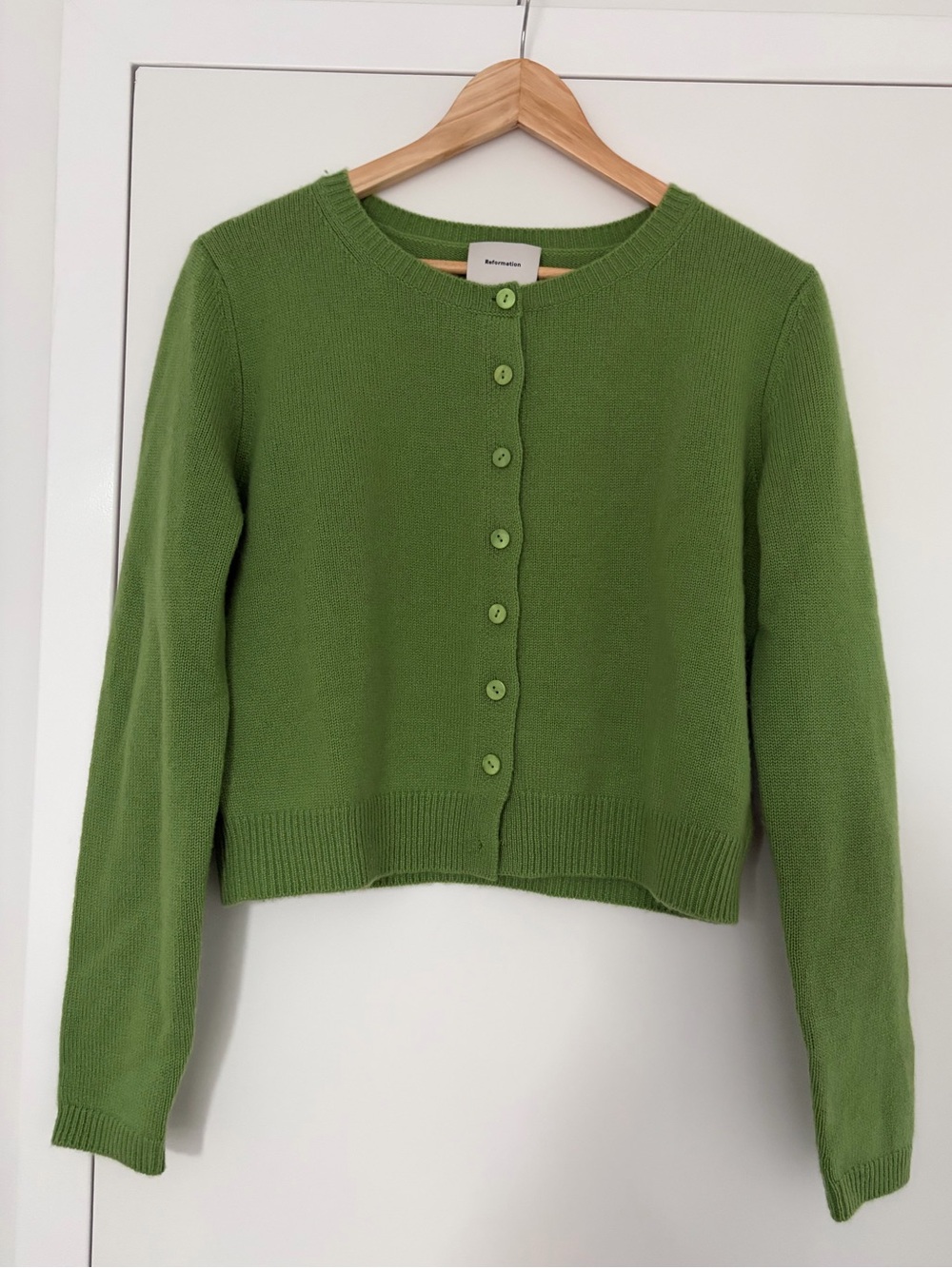 Reformation Clara Cardigan Green Small